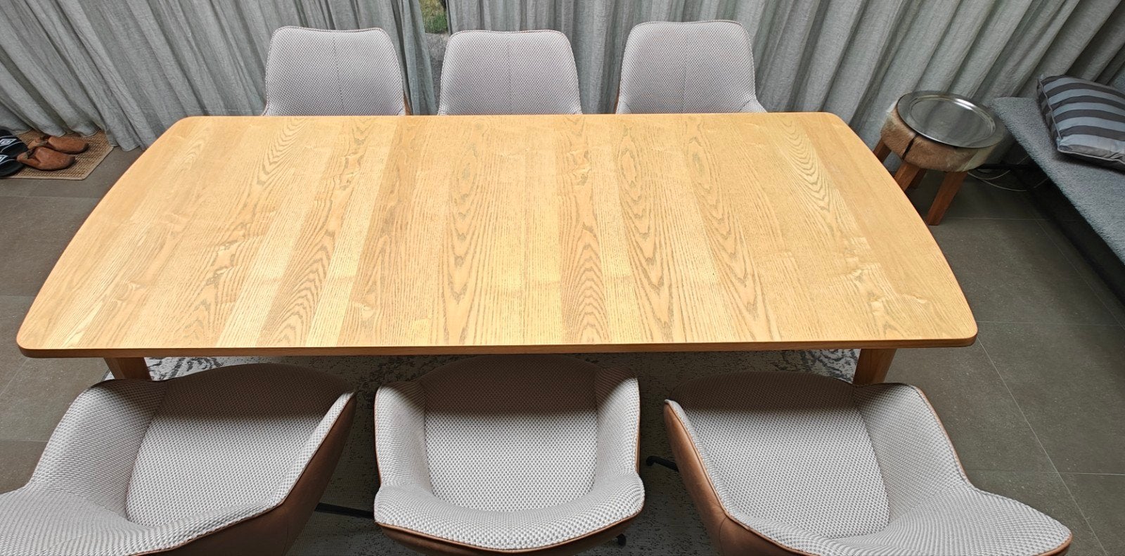 Eetkamertafel 220x90 cm. Licht eiken., Huis en Inrichting, Tafels | Eettafels, Gebruikt, 50 tot 100 cm, 200 cm of meer, Vijf personen of meer