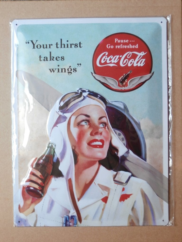 Coca Cola reclamebord pin-up vleugel bord mancave bar 40x30, Verzamelen, Merken en Reclamevoorwerpen, Ophalen of Verzenden, Nieuw