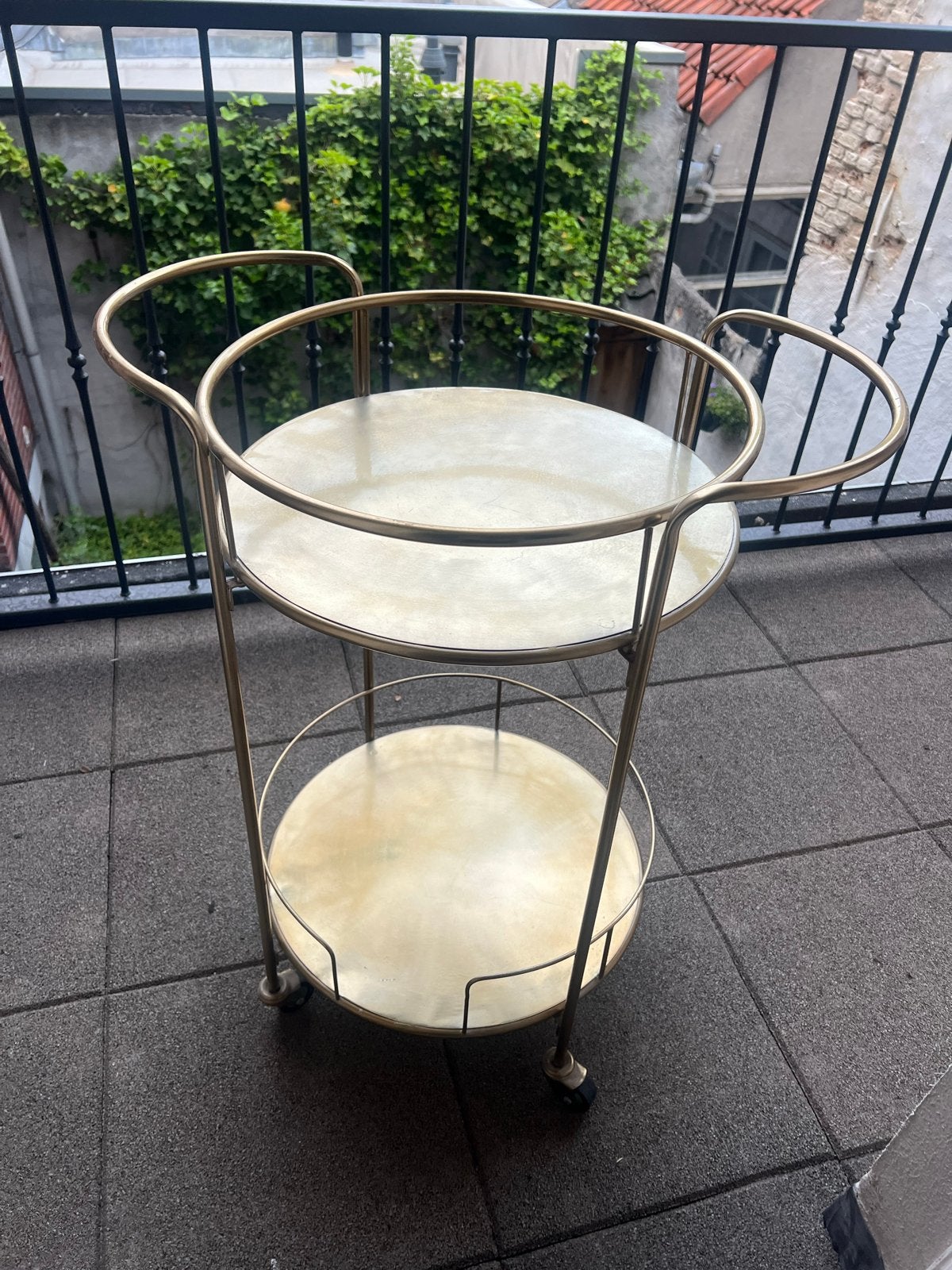 Vintage Messing Serveerwagen / Barcart, Huis en Inrichting, Ophalen, Gebruikt