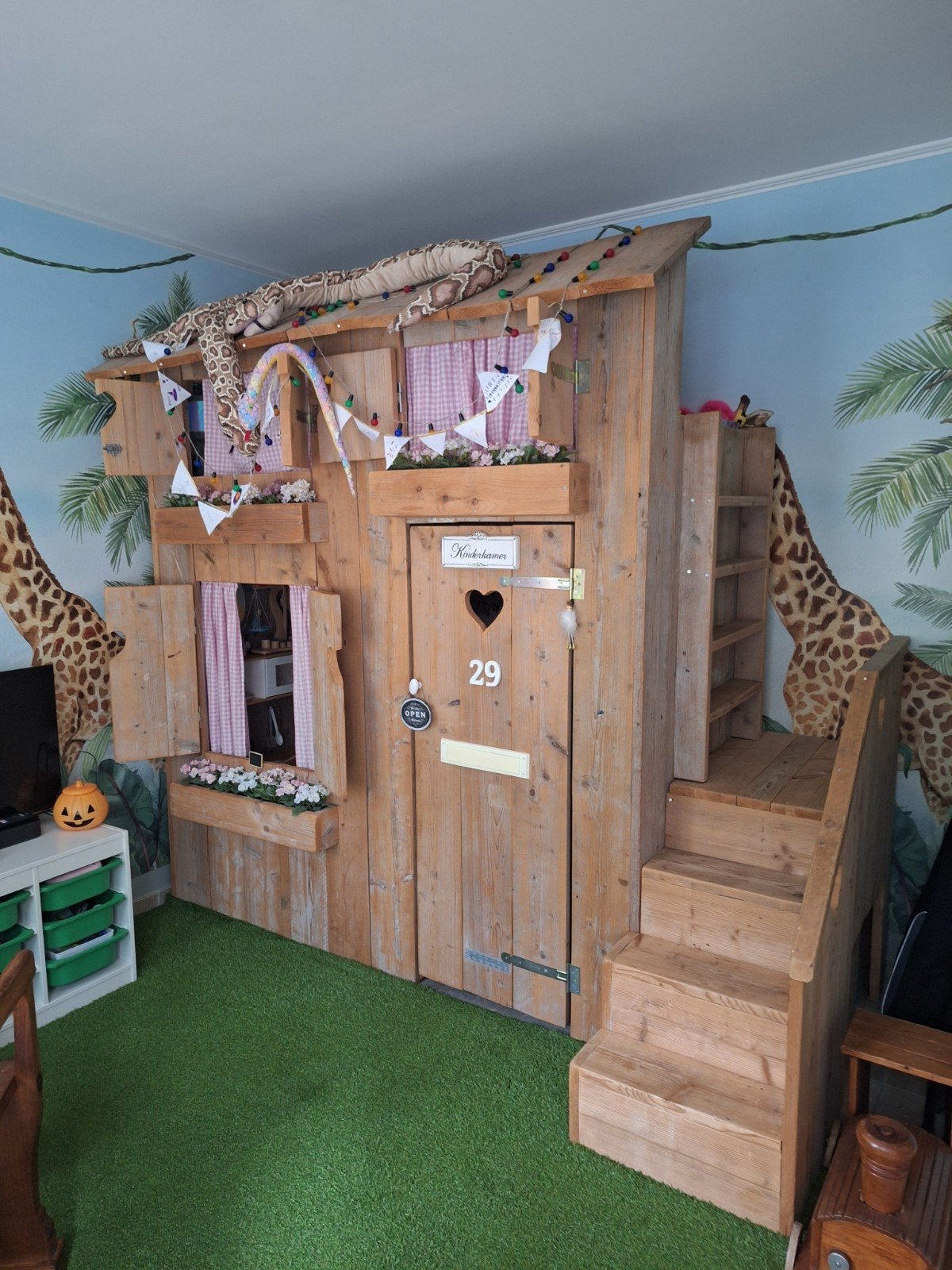 zeer mooie steigerhouten hoogslaper// speelhuisje, Ophalen, Gebruikt