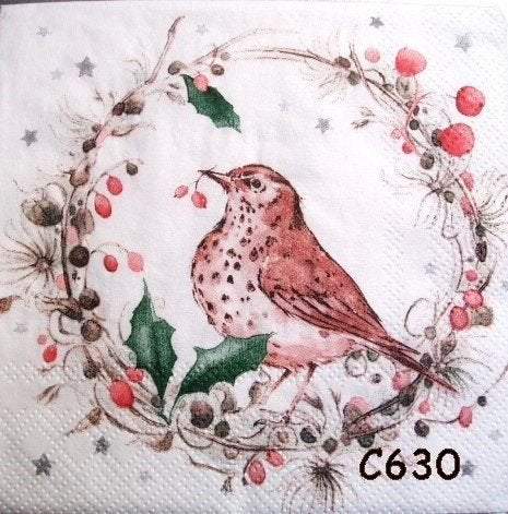 Servetten decoupage/bullet journal – vogel C630, Verzenden, Nieuw