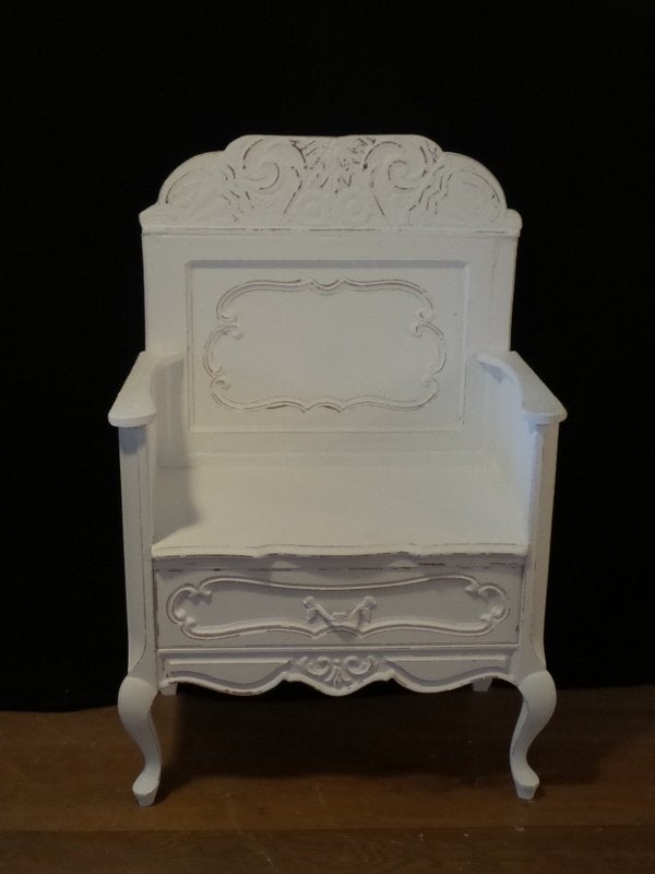Kinderbankje wit gerestyled, Antiek en Kunst, Ophalen