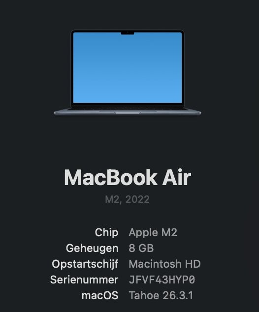 MacBook Air 2022 - M2, Computers en Software, Apple Macbooks, Gebruikt, 2 tot 3 Ghz, Qwerty, 8 GB