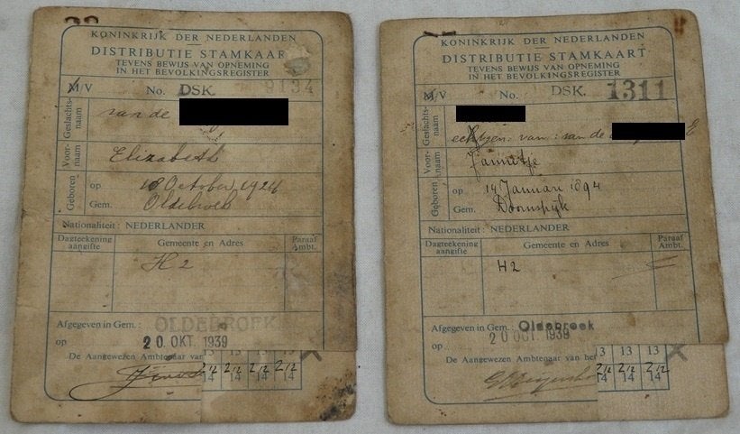 Set Distributie Stamkaarten (Eerste model), Oldebroek, 1939., Verzamelen, Ophalen of Verzenden, Overige soorten, Nederland, Overige typen