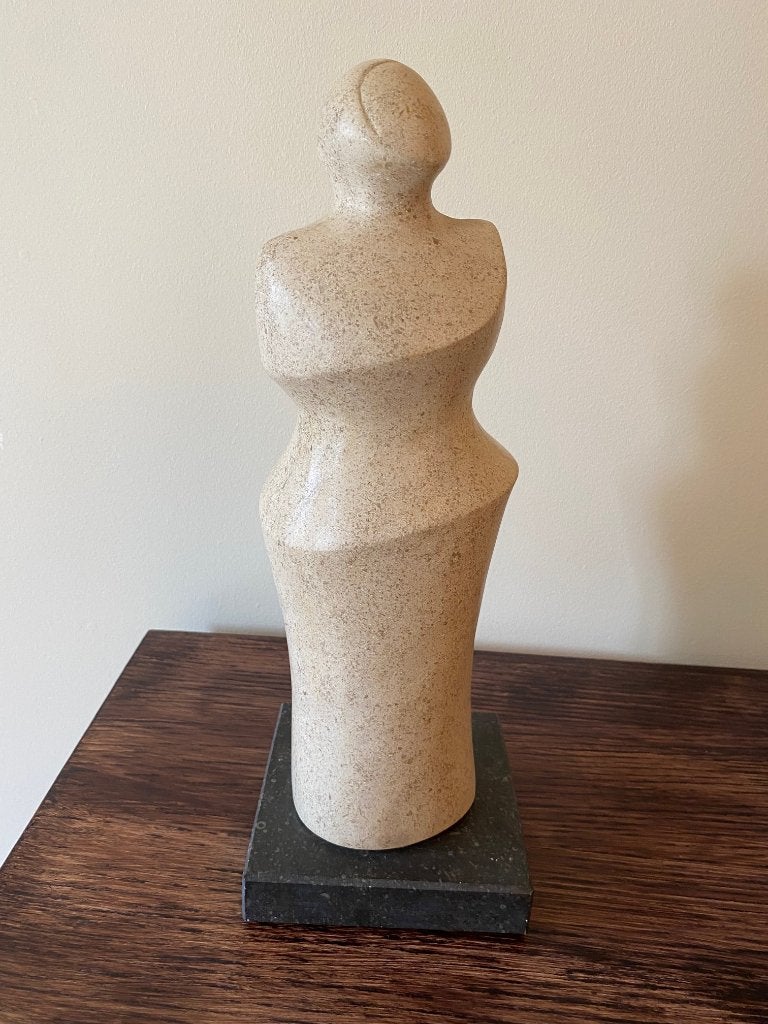 Set van 2 abstracte sculpturen - zandkleurig, Verzamelen, Ophalen, Zo goed als nieuw, Mens