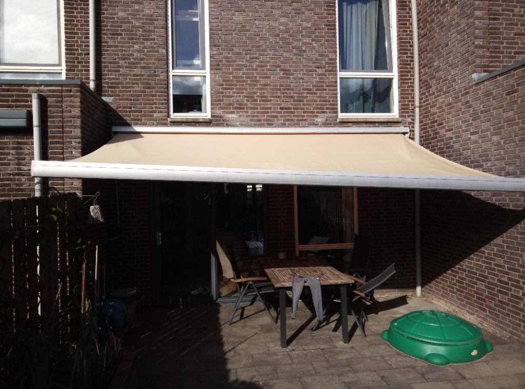 zonnescherm gratis afhalen 5 meter breed, Tuin en Terras, Ophalen, Gebruikt, 450 cm of meer, 150 tot 300 cm