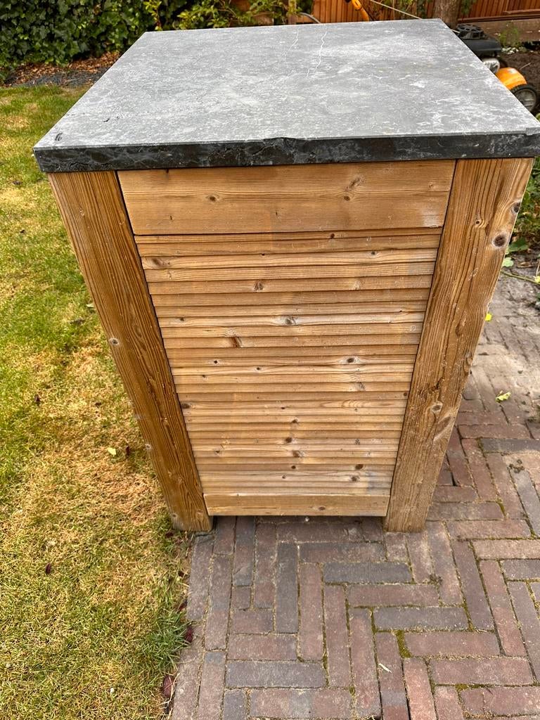 Tuinkast, massief hout met natuursteen, Tuin en Terras, Ophalen, Gebruikt, Hout, Overige typen