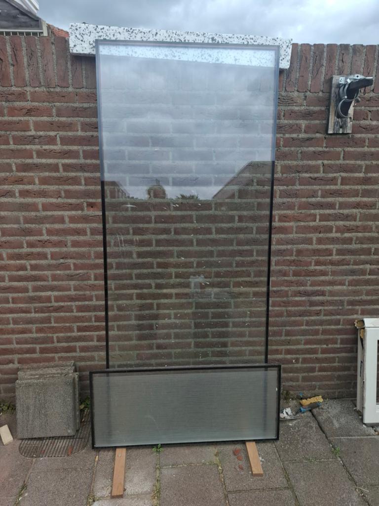 Grote dubbelglas ruit met kozijn, Doe-het-zelf en Verbouw, Glas en Ramen, Gevelraam of Ruit, Gebruikt, 80 tot 120 cm, Dubbelglas