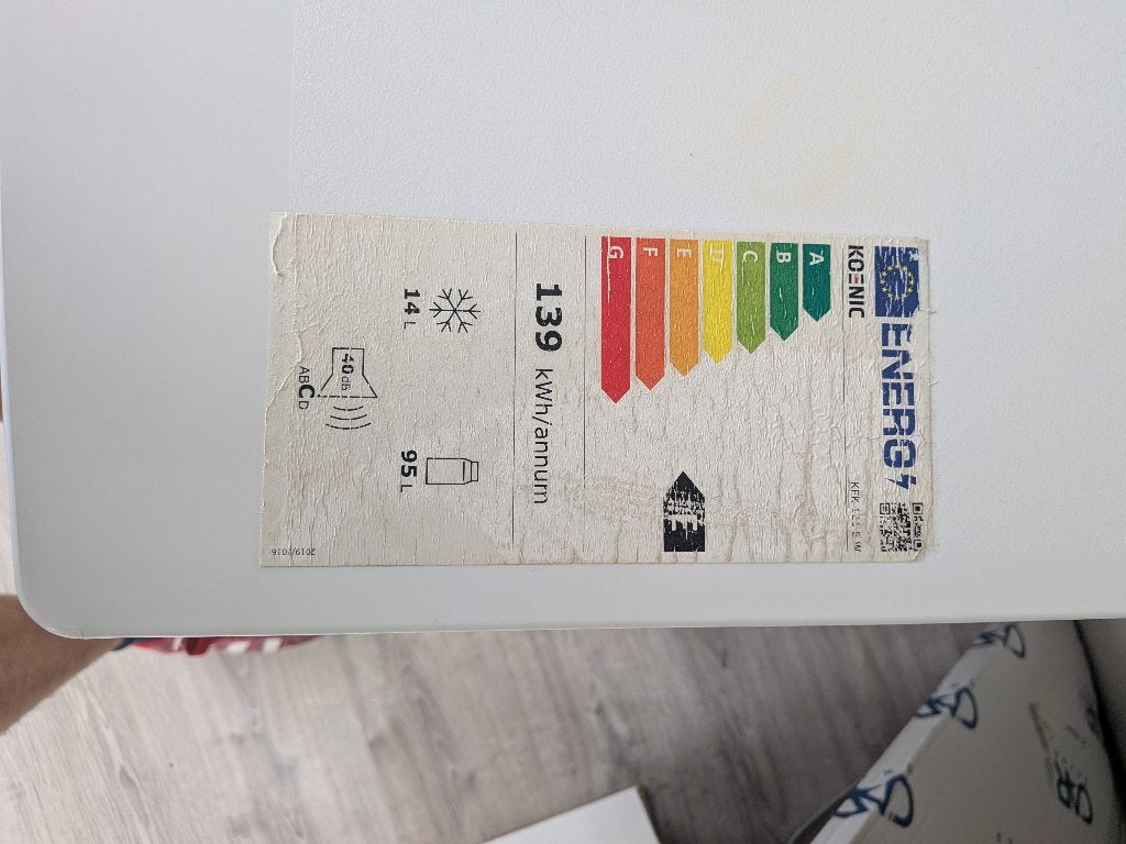 Koelkast Koenic, Gebruikt, Minder dan 75 liter, 45 tot 60 cm, Met vriesvak