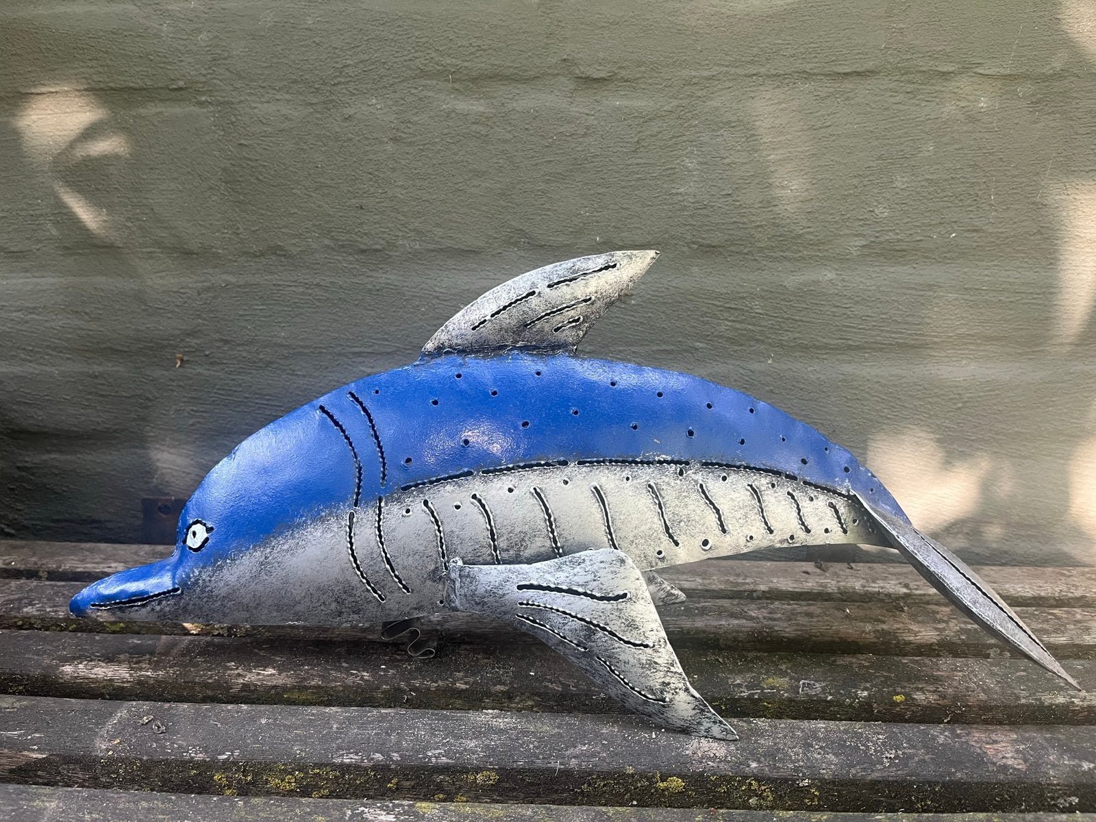 Metalen dolfijn decoratie voor binnen of buiten, Ophalen, Gebruikt, Meerkleurig, Metaal