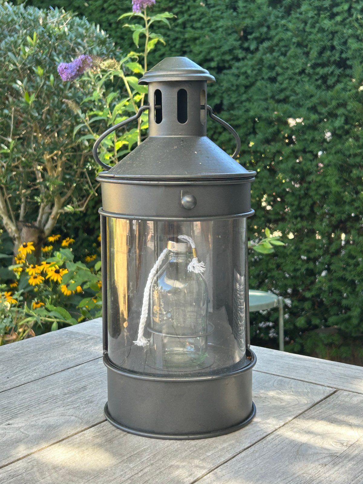 Nieuwe antracietgrijze olielamp voor buiten, Tuin en Terras, Buitenverlichting, Ophalen, Overige typen, Nieuw, Waterbestendig