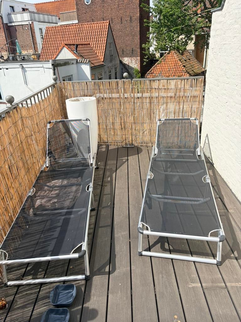 2x ligbed / zonneligbed – inklapbaar - 70 voor 2stuks, Ophalen, Zo goed als nieuw, Aluminium, Inklapbaar