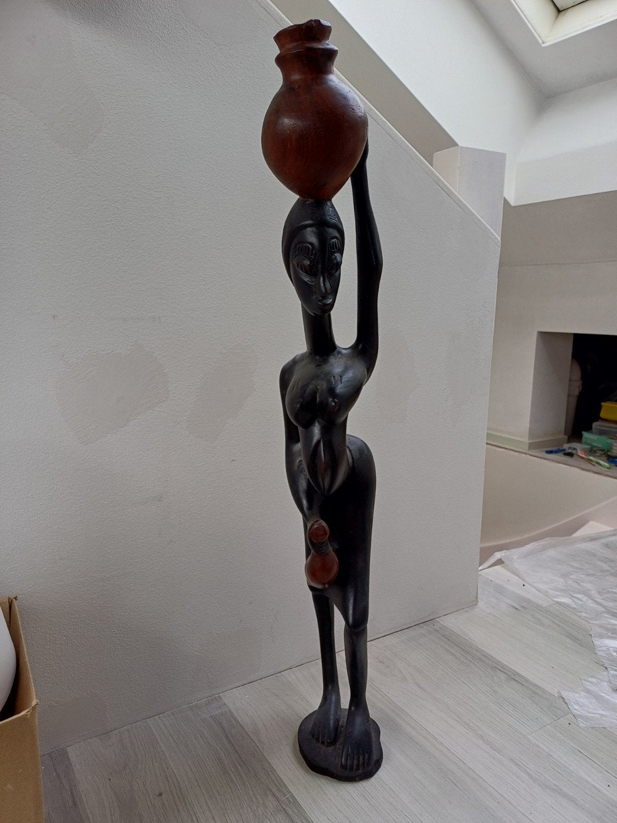2 Afrikaanse beelden, Antiek en Kunst, Ophalen, Houtsnijwerk, 50 - 100 cm, Hout