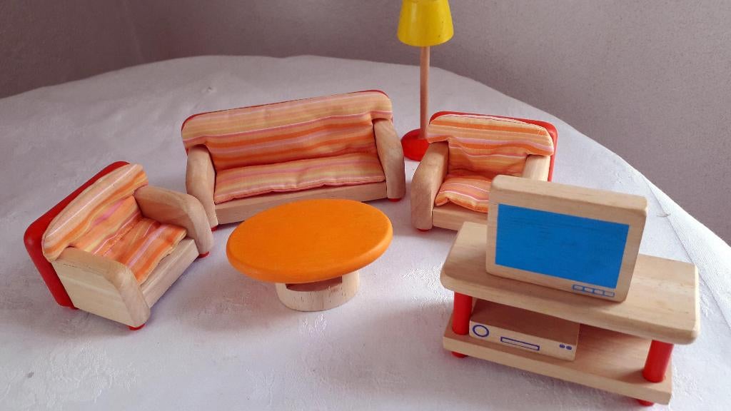 PINTOY POPPENHUIS WOONKAMER, Ophalen of Verzenden, Zo goed als nieuw, Poppenhuis