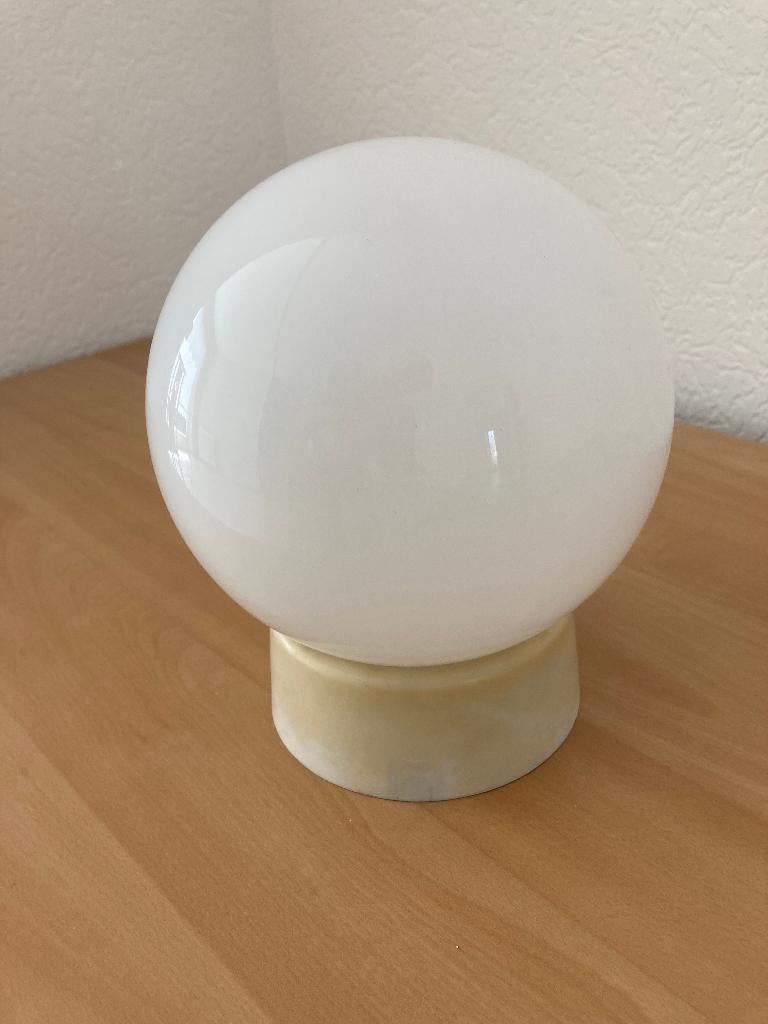 Compleet E27 fitting & glazen schroefbol van 18 cm, Ophalen, Gebruikt, Glas