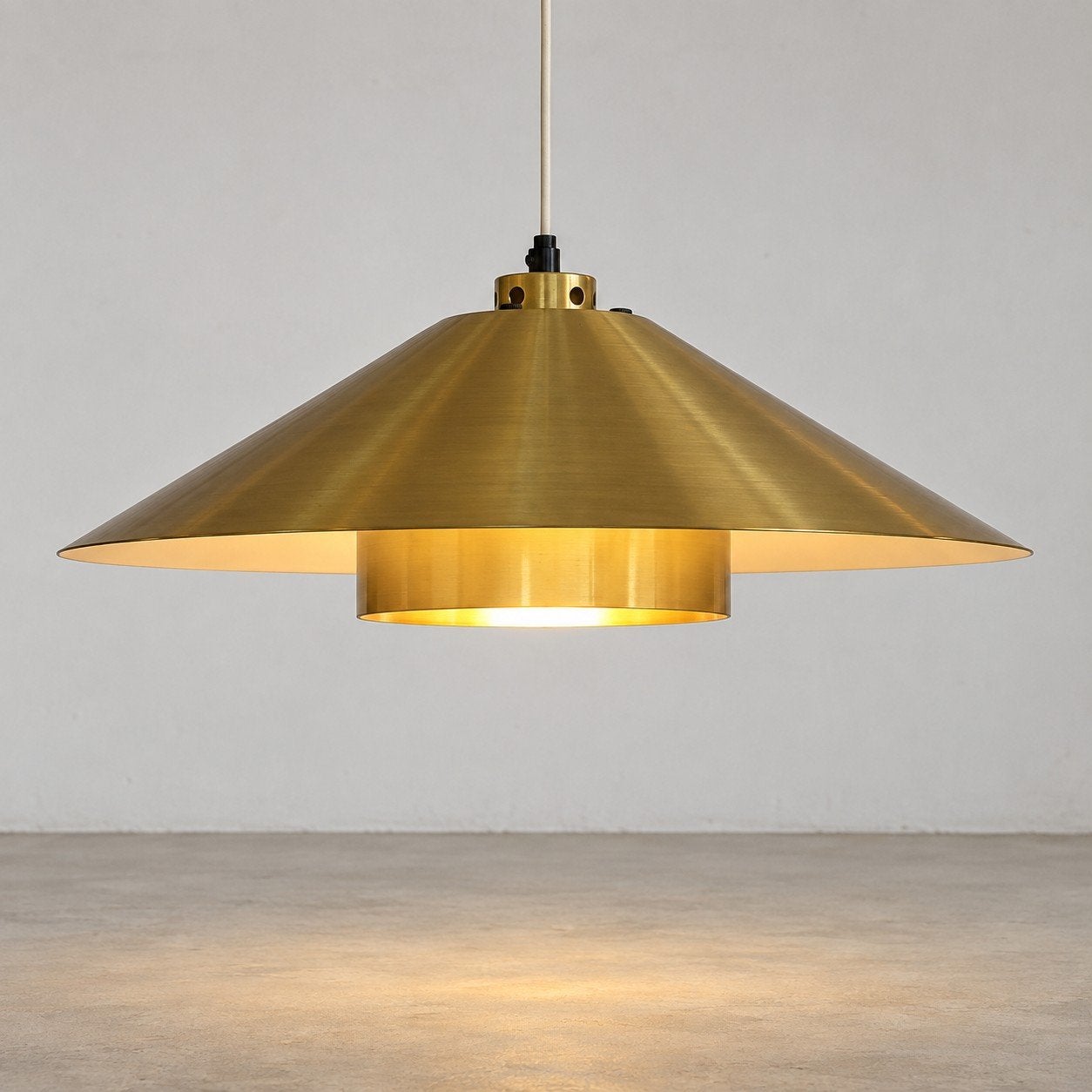 Vintage messingkleur hanglamp - Fog & Mørup, jaren '60, Gebruikt, Metaal, Scandinavisch Modern, Vintage, Mid-Century, E27 (groot)