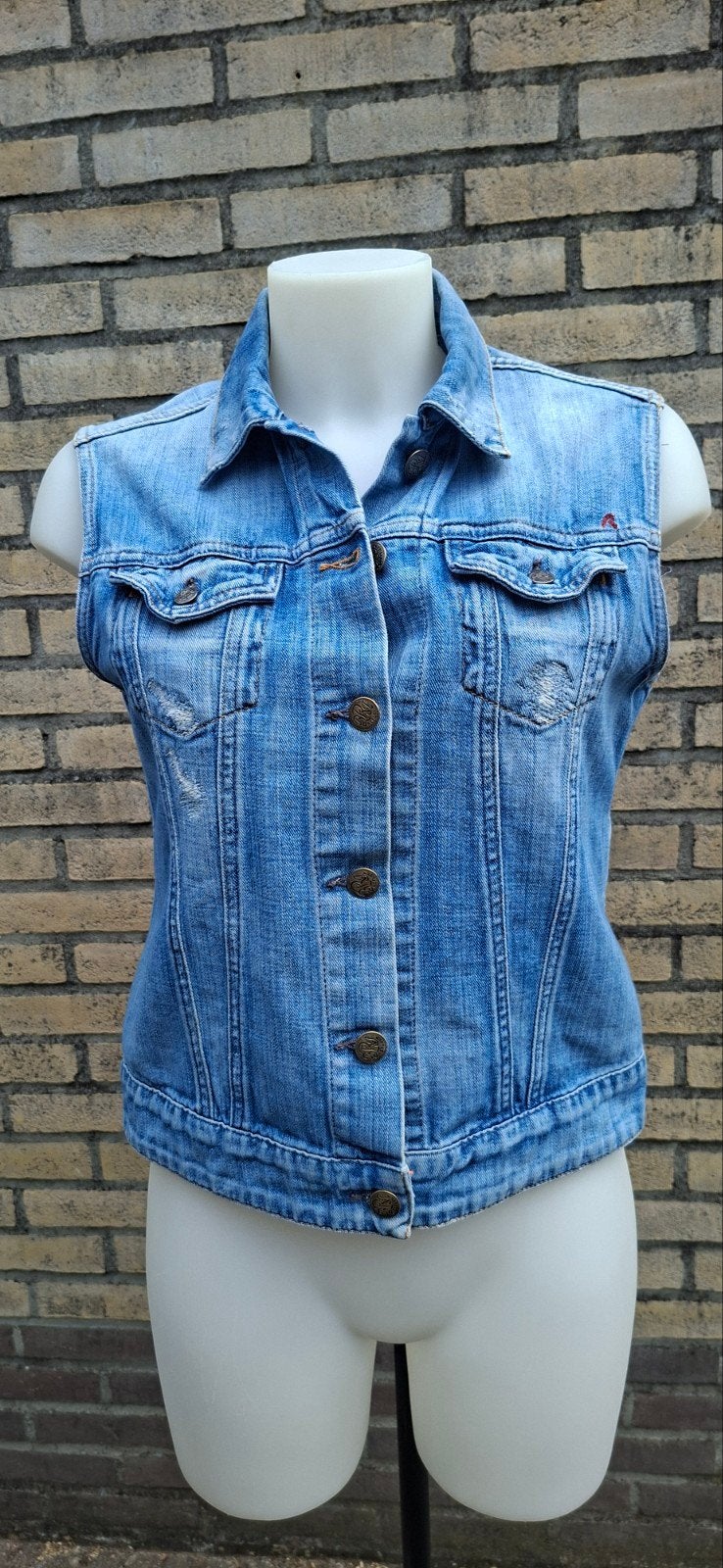 Heel mooi Replay mouwloos spijkerhesje / gilet maat L, Kleding | Dames, Tops, Blauw, Maat 42/44 (L), Replay, Ophalen of Verzenden