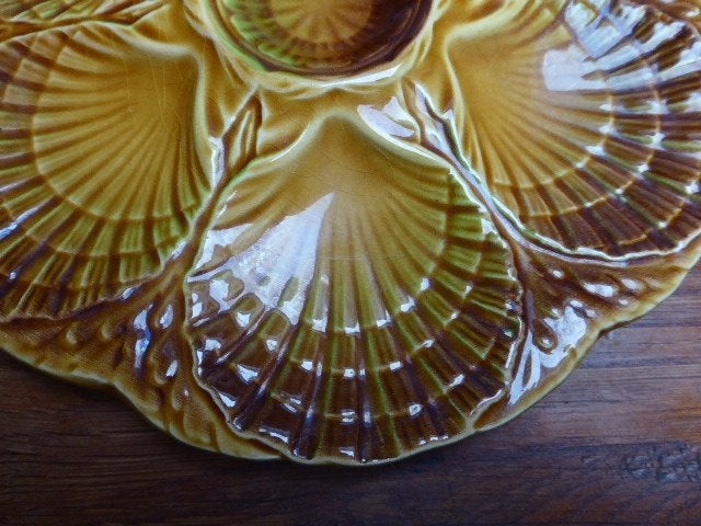 5 keramiek coquilles- of oesterborden Sarreguemines, Ophalen of Verzenden