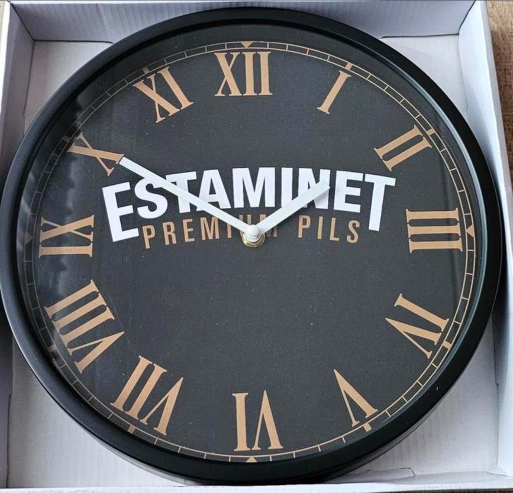 Klok ESTAMINET rond Ø30CM, Ophalen of Verzenden, Nieuw, Reclamebord, Plaat of Schild, Overige merken