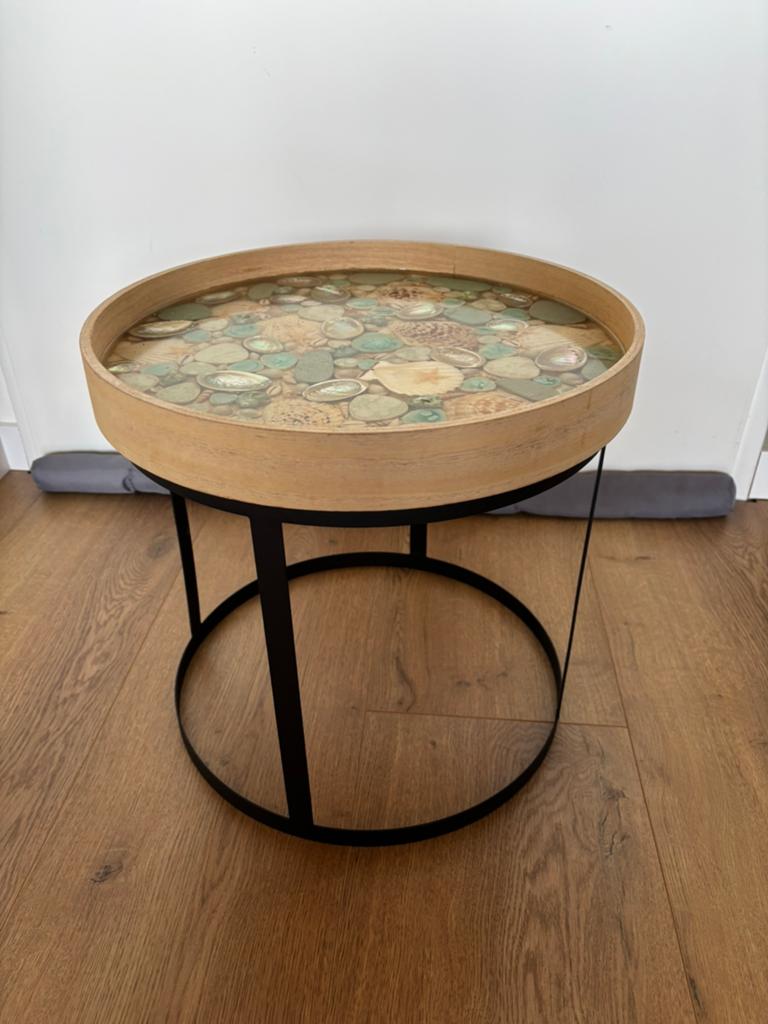 Bijzettafel Schelpen, Ophalen of Verzenden, Rond, Minder dan 55 cm