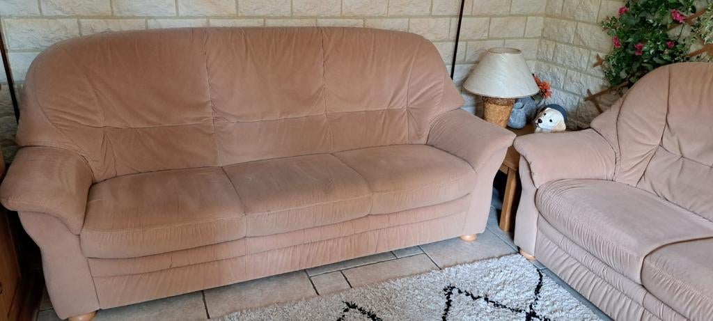 Bankstel 3 zits, Huis en Inrichting, Banken | Bankstellen, Ophalen, Gebruikt, 75 tot 100 cm, Hout