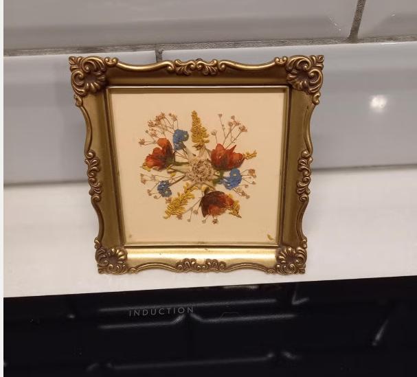 Geperste gedroogde bloemen in barok lijst Floralp Oostenrijk, Antiek en Kunst, Kunst | Schilderijen | Klassiek, Ophalen of Verzenden