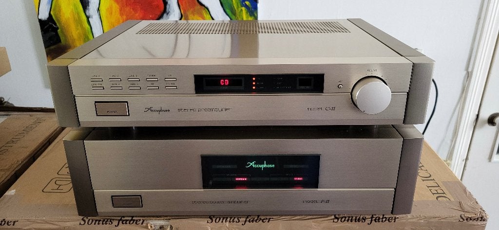 Accuphase C-11 + Accuphase P-11 met MM/MC Phono, Zo goed als nieuw, 120 watt of meer, Stereo, Ophalen