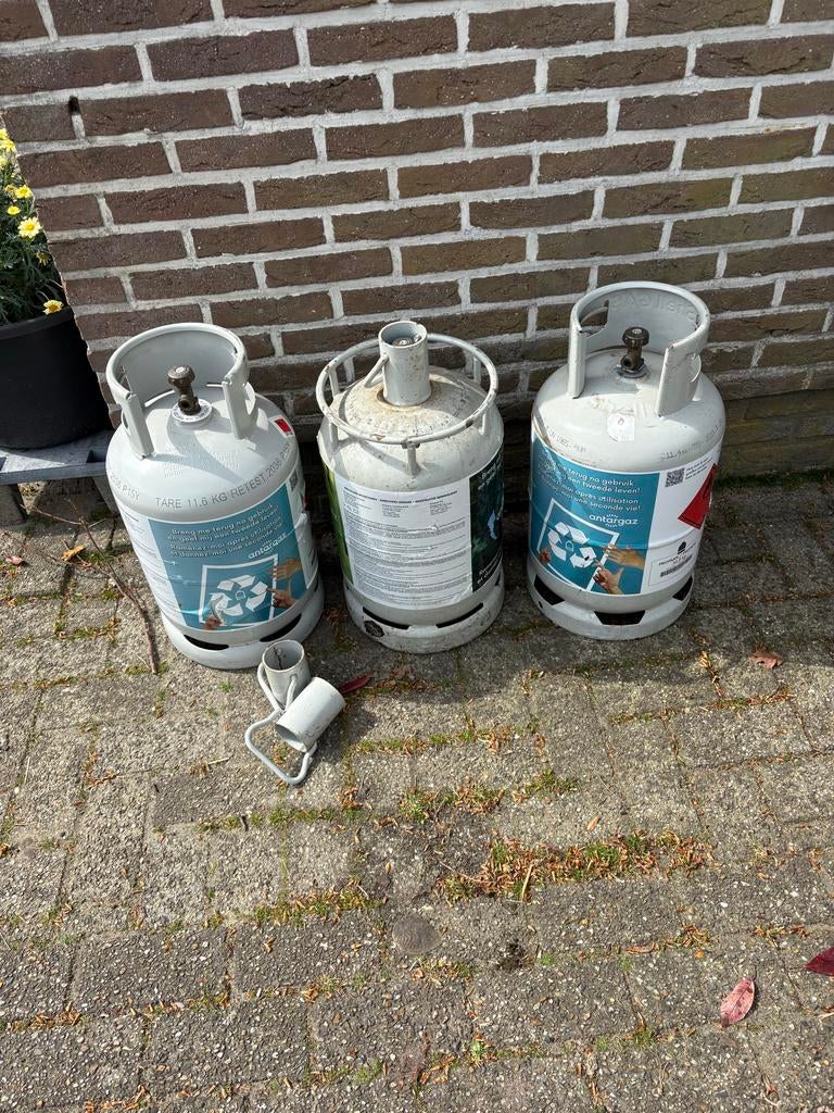 3 Antargaz gasflessen, leeg, voor statiegeld of hergebruik, Ophalen of Verzenden, Gebruikt