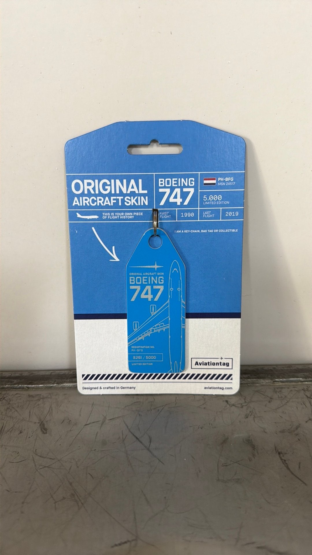 ✈️Aviationtag Boeing 747 PH-BFG KLM, Verzamelen, Ophalen of Verzenden, Nieuw, Patch, Badge of Embleem