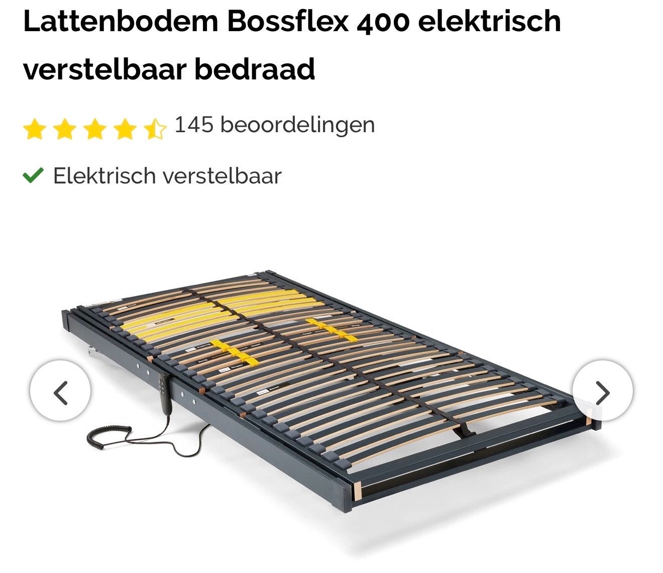 Lattenbodem Bossflex 400 elektrisch verstelbaar, Huis en Inrichting, Slaapkamer | Matrassen en Bedbodems, Ophalen, Gebruikt, 90 cm