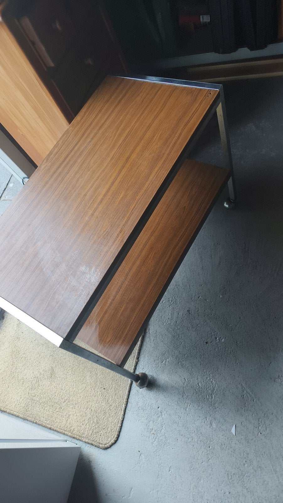 Vintage salontafel met twee niveaus en chromen frame, Antiek en Kunst, Ophalen of Verzenden