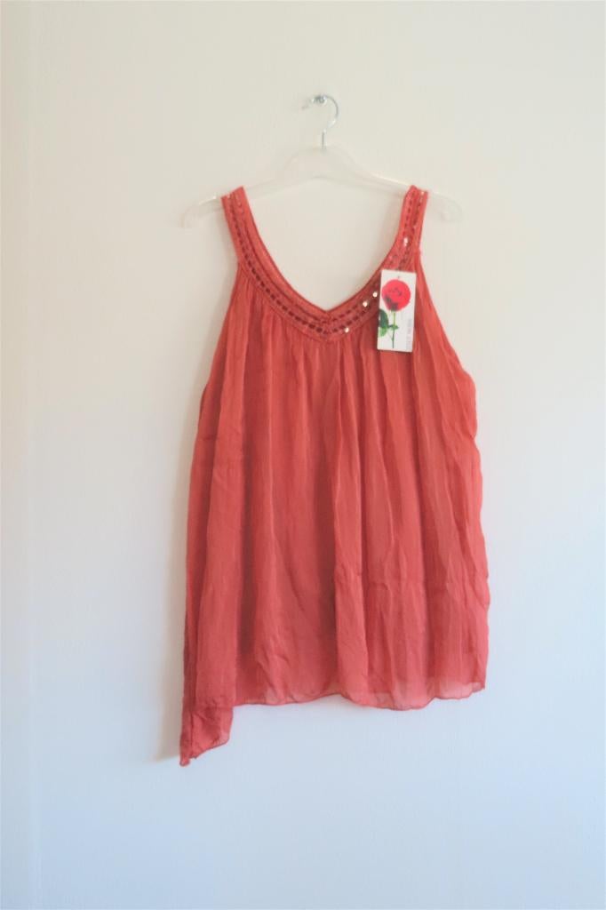 Top Crinkle Brique Mouwloos Italy Moda One Size Nieuw  3675, Kleding | Dames, Tops, Nieuw, Maat 42/44 (L), Zonder mouw, Ophalen of Verzenden