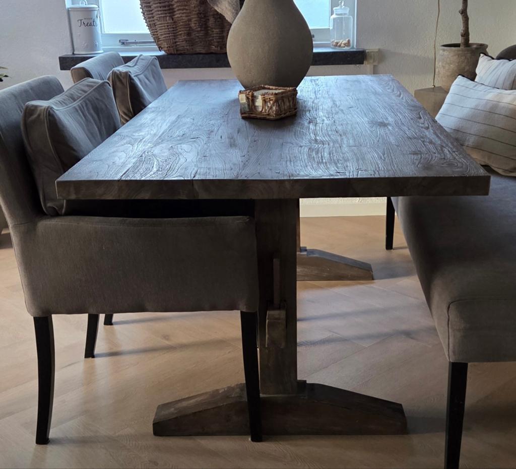 Sobere, landelijke eettafel, tafel, kloostertafel, Huis en Inrichting, Ophalen, Zo goed als nieuw, 4 tot 6 stoelen