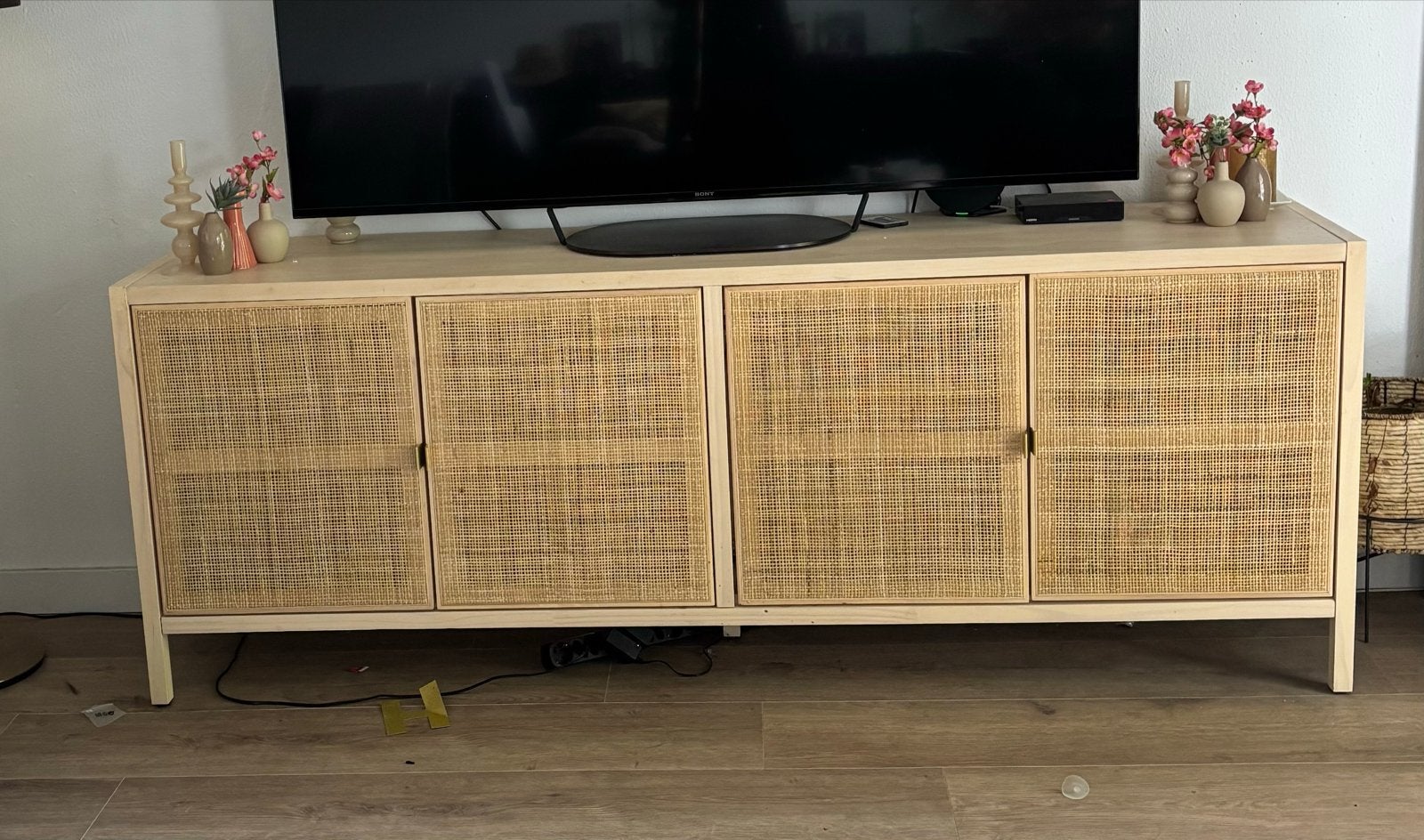 TV-meubel /dressoir met rotan deuren - 200x75x45 cm, Huis en Inrichting, Ophalen, 150 tot 200 cm, Zo goed als nieuw, Minder dan 100 cm