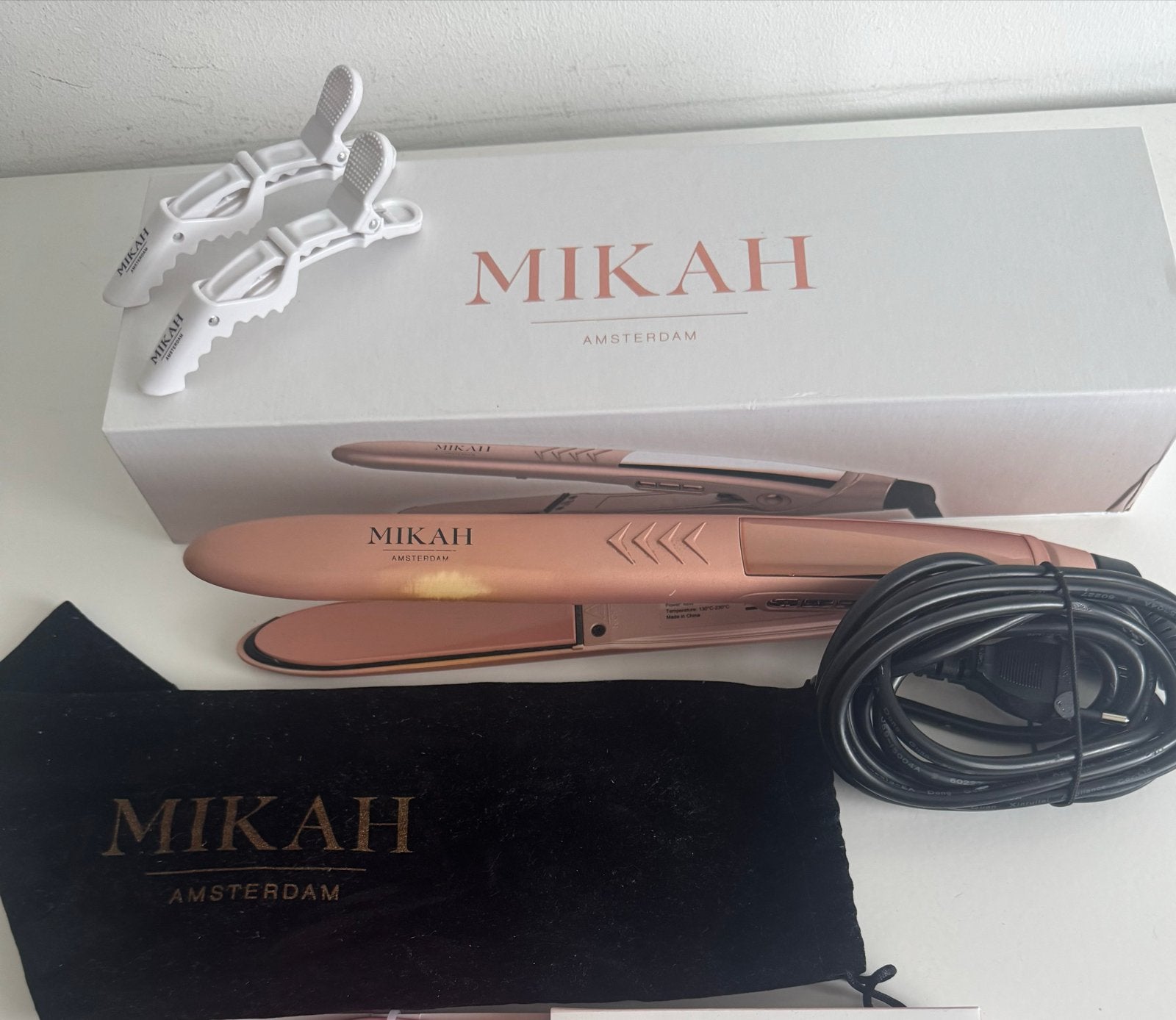 Mikah Amsterdam Stijltang met accessoires, Ophalen, Gebruikt, Krultang of Stijltang