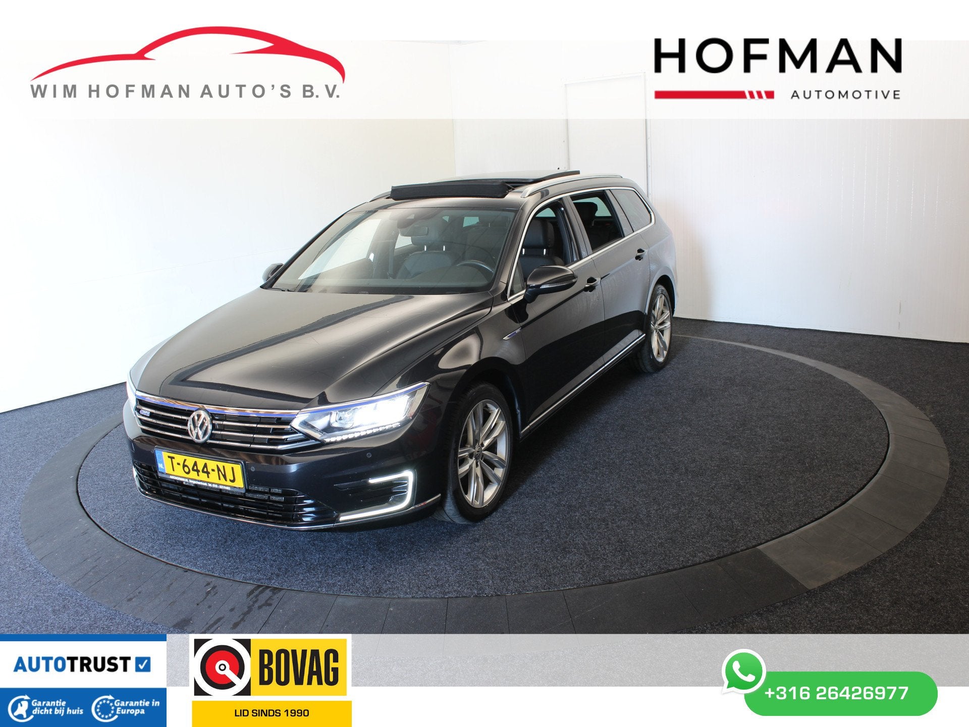 Volkswagen Passat GTE Pano Zwarte hemel Groot Navi EL Aklep, Auto's, Gebruikt, 4 cilinders, Met garantie (alle), Zwart