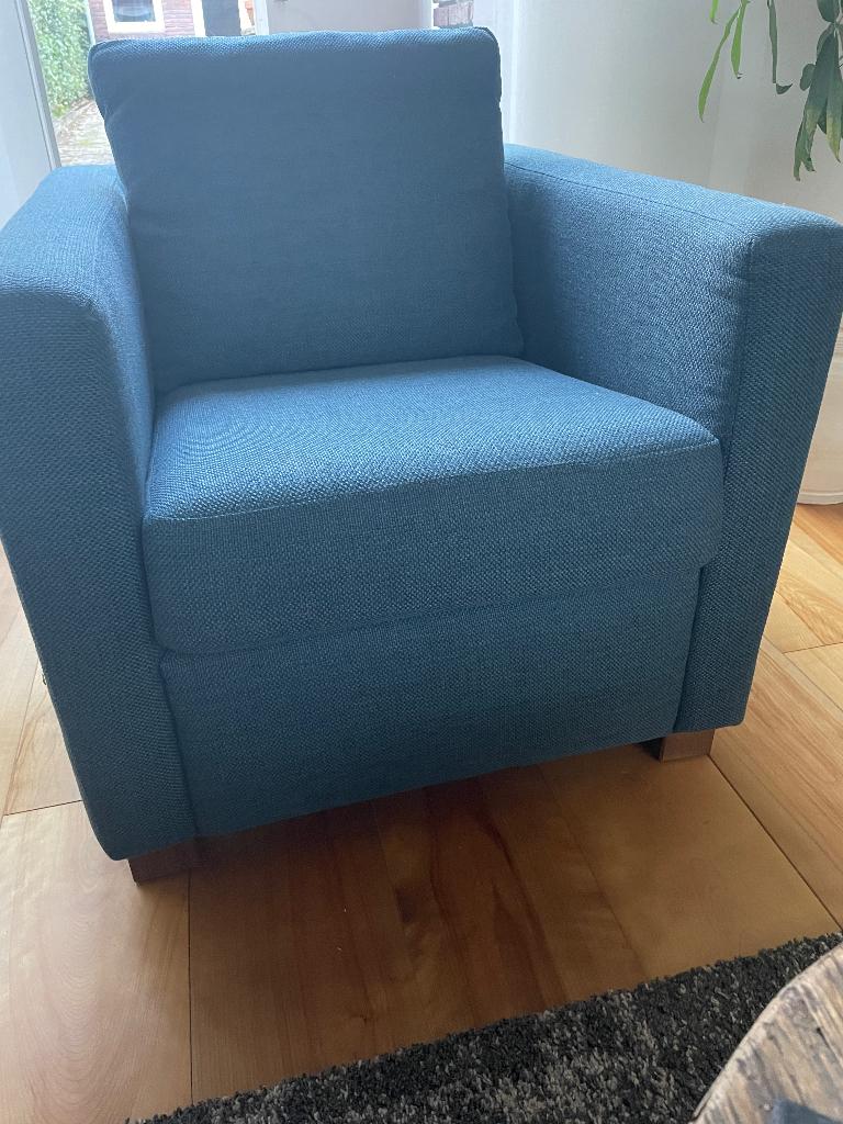 Mooie fauteuil petrol kleur, Huis en Inrichting, Fauteuils, Ophalen, 75 tot 100 cm, Zo goed als nieuw, Tijdloos