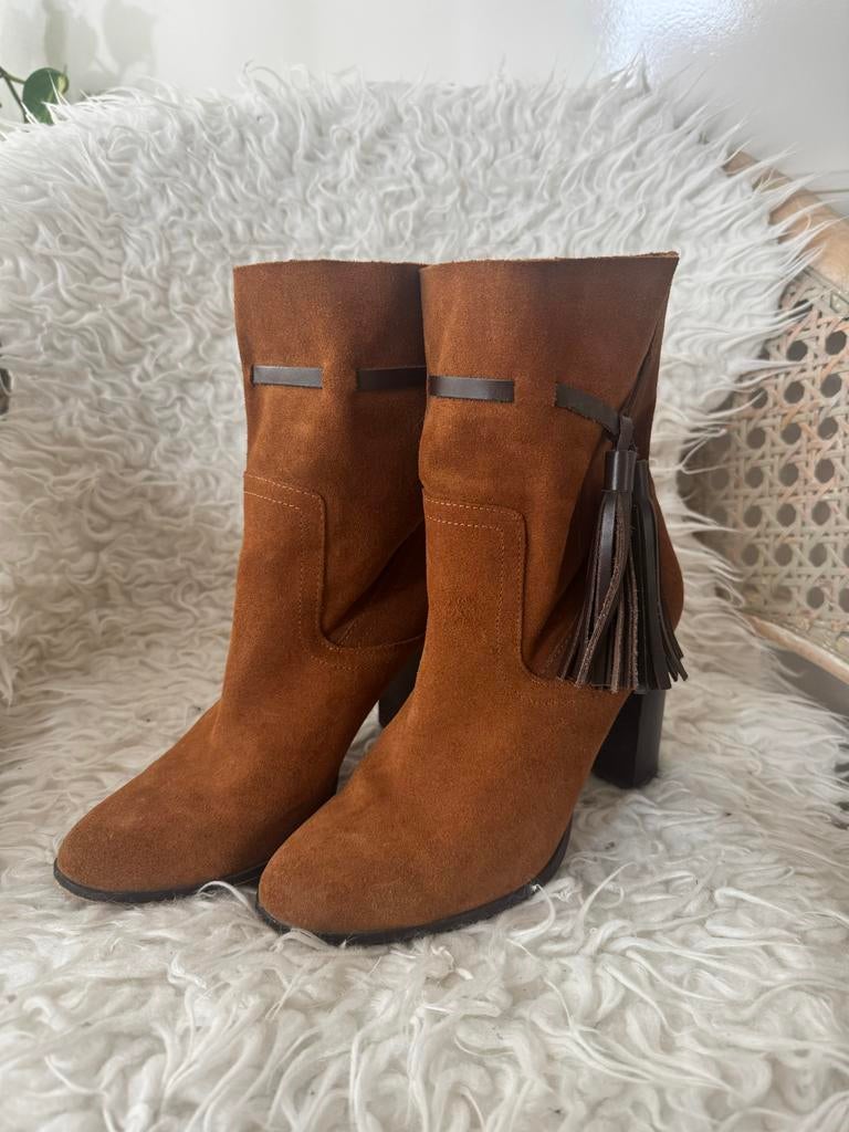 Mango Enkellaarsjes Maat 39, Hak 8 cm, Kleding | Dames, Schoenen, Ophalen of Verzenden, Bruin, Lage of Enkellaarzen