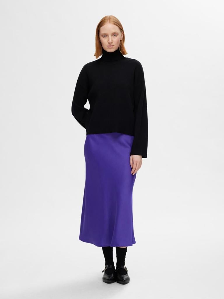Selected femme satin look midi rok nieuw, Paars, Nieuw, Ophalen of Verzenden, Maat 36 (S)