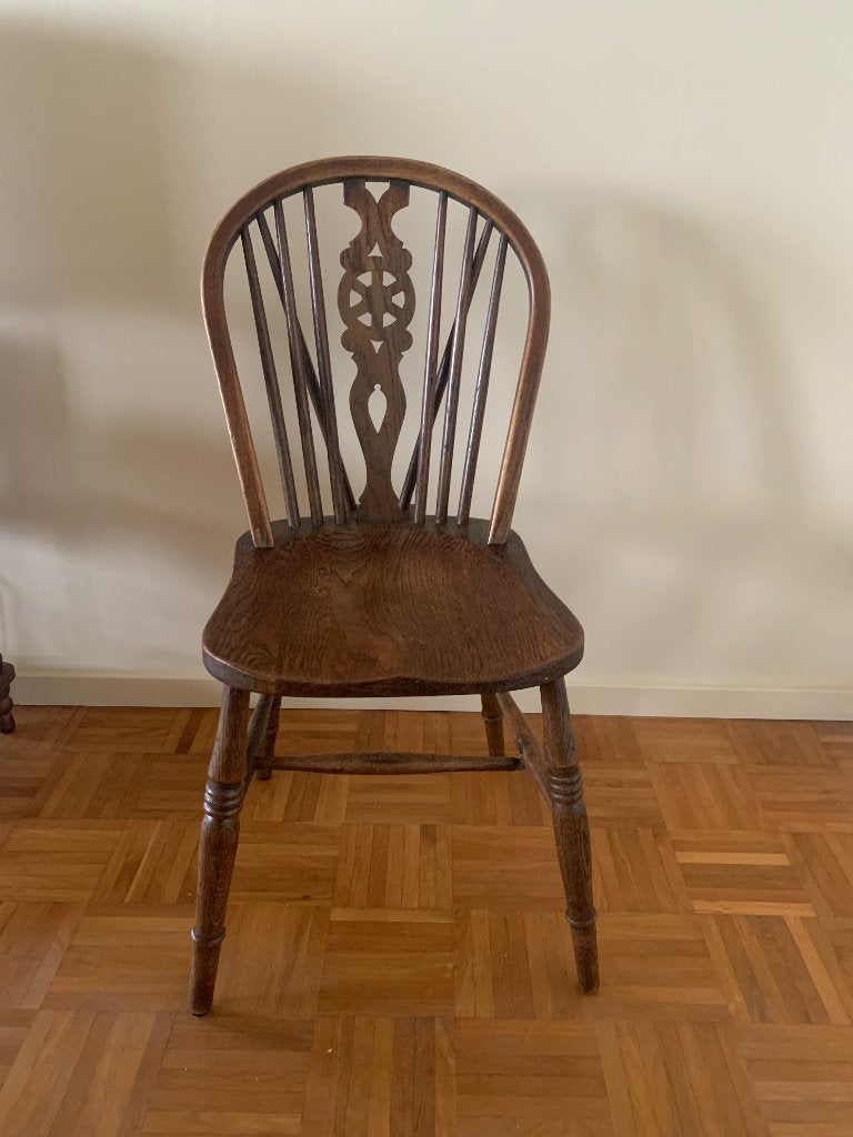 Drie houten eetkamerstoelen, Huis en Inrichting, Stoelen, Ophalen, Gebruikt, Hout, Drie