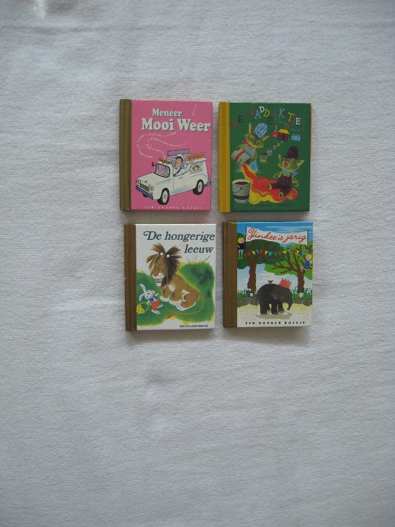 4 MINI gouden boekjes: Meneer Mooi Weer, Yindee is jarig +1, Boeken, Gelezen, Fictie algemeen, Gouden boekje, Diverse auteurs