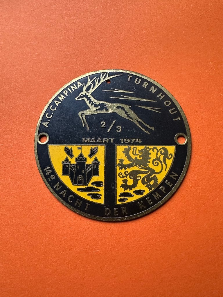 A.C.C. Campina Turnhout badge. 14e nacht der Kempen oldtimer, Verzamelen, Merken en Reclamevoorwerpen, Ophalen of Verzenden, Gebruikt