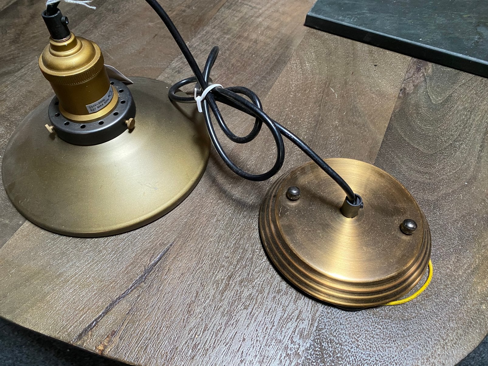 Hanglamp brons / goud 19cm retro vintage nieuw, Ophalen of Verzenden, Zo goed als nieuw, Metaal, E27 (groot)