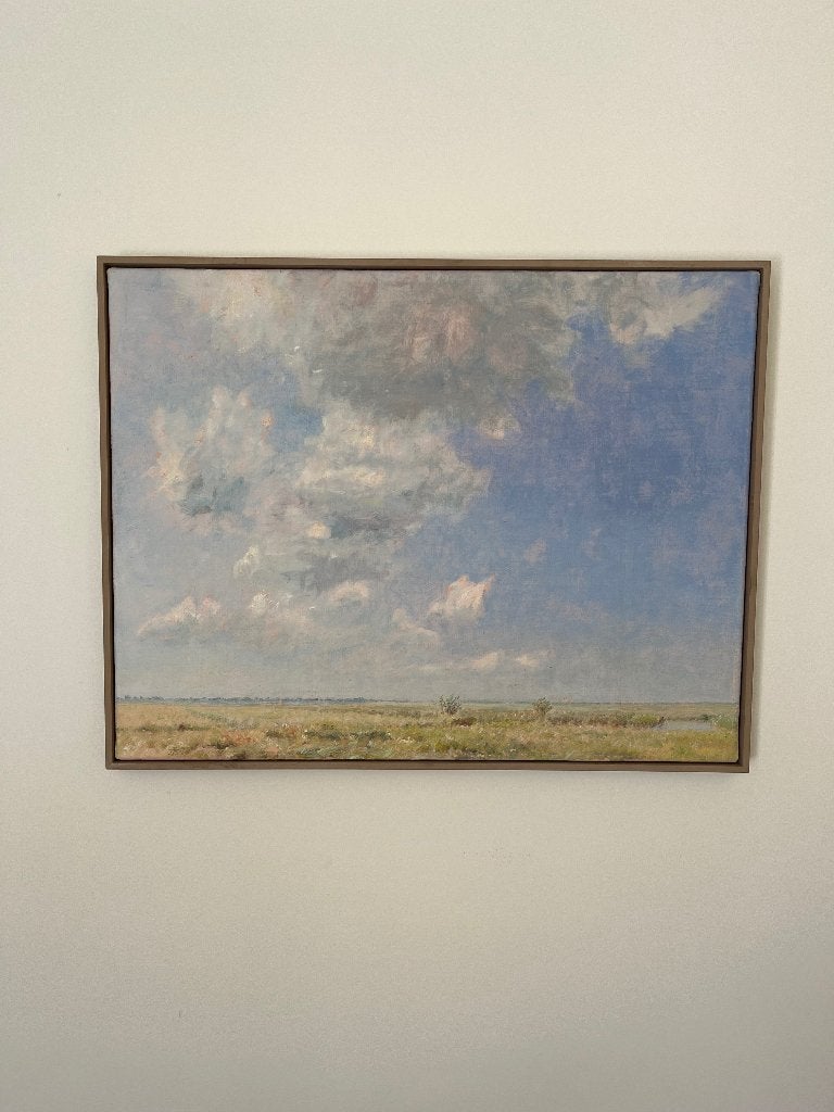 Schilderij Hollands Landschap inclusief lijst, Antiek en Kunst, Kunst | Schilderijen | Klassiek, Ophalen, Nederlandse school, Doek