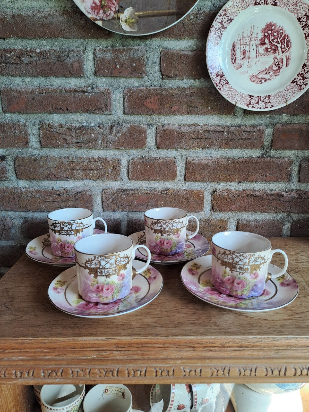 Meander Kop en Schotels - Rozen Decor, Antiek en Kunst, Ophalen of Verzenden