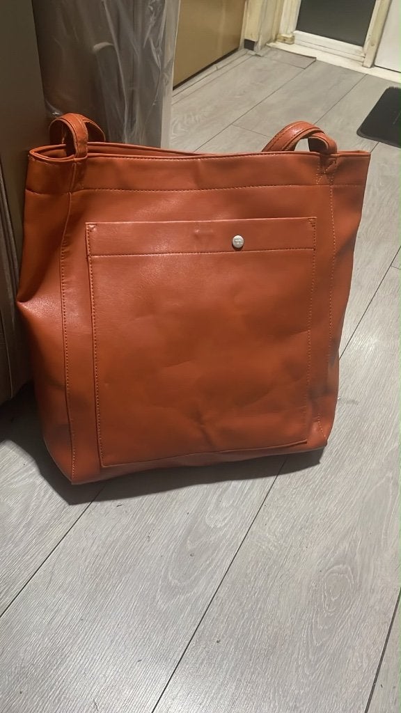 Grote cognac bruine / oranje dames shopper – Echt leer, Ophalen of Verzenden, Nieuw, Bruin, Shopper
