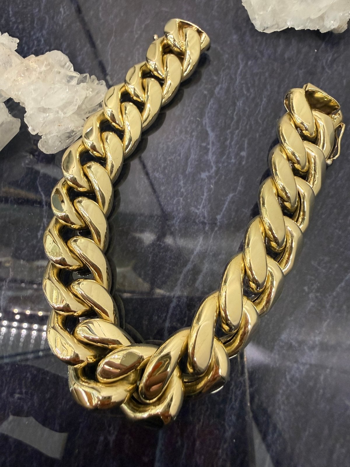 Prachtige 14k gouden brede cuban armband 38.4 gram ITALY, Ophalen of Verzenden, Zo goed als nieuw, Goud
