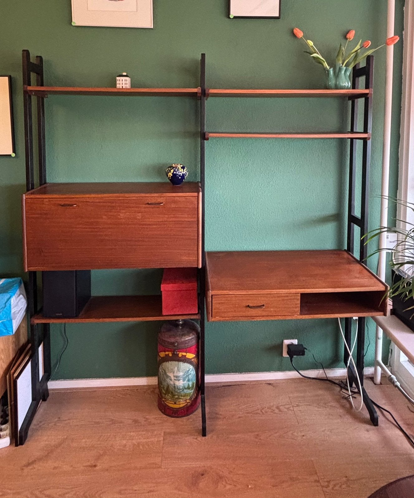 Vintage modulair wandsysteem Simpla Lux., Ophalen, Gebruikt, 150 tot 200 cm, Met lade(s)