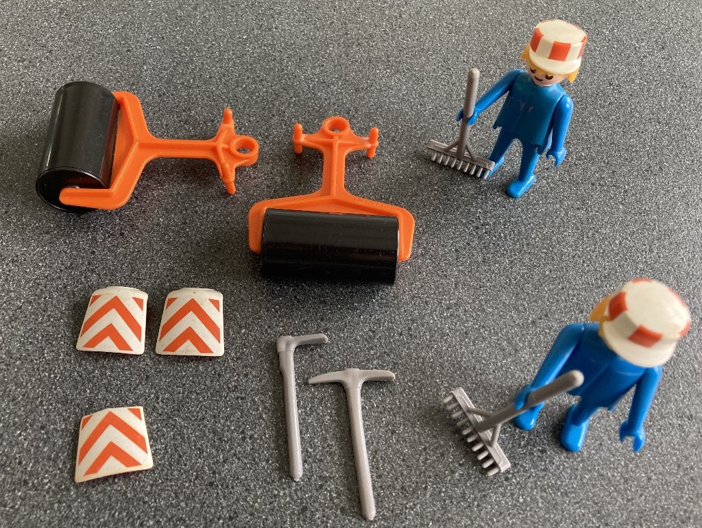 Playmobil 3314 wegwerker bouwvakker met wals 2 sets € 2,50, Kinderen en Baby's, Ophalen of Verzenden, Zo goed als nieuw, Complete set