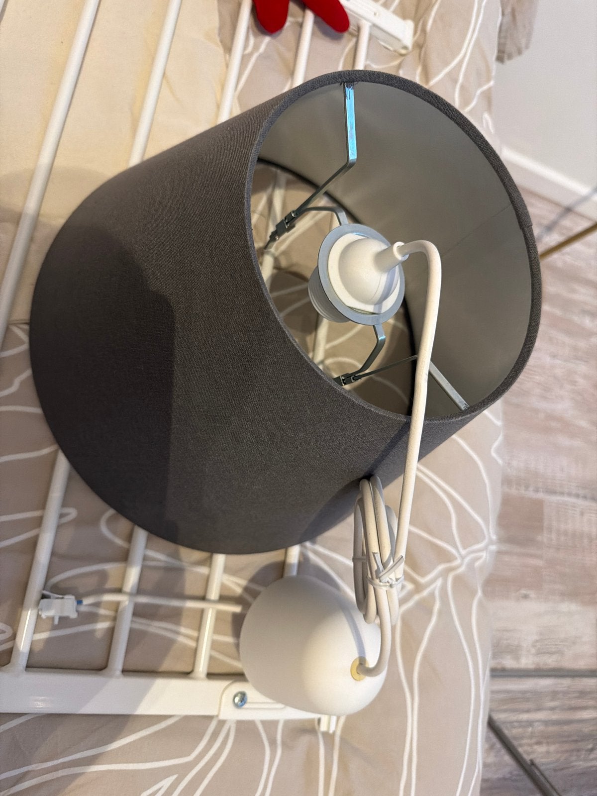 IKEA Hemma Hanglamp met Grijze Kap, Ophalen, Zo goed als nieuw, Textiel, E27 (groot)